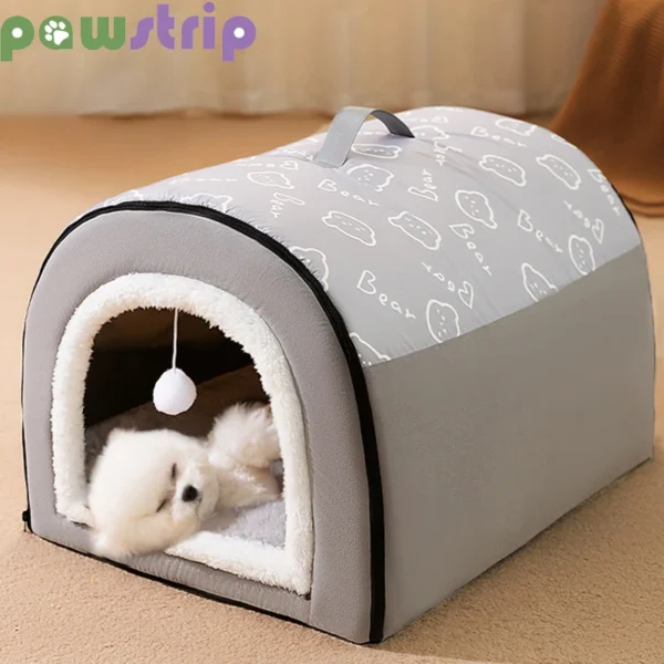 Warm detachable pet sleeping bed, soft non-slip dog house for small and medium dogs and cats