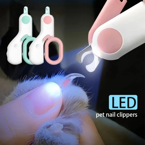 Professional pet nail clipper with LED light, claw grooming scissors for cats and small dogs