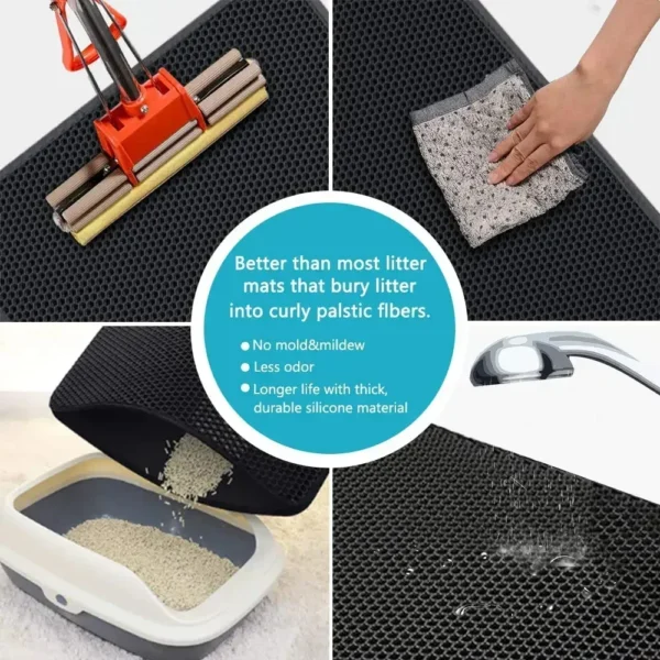 Cat Litter Mat Non Slip Big Pet Litter Box Filter Mat Double Layer Wear Resistant Waterproof Cat Litter Mat Pet Clean Supplies - Image 5