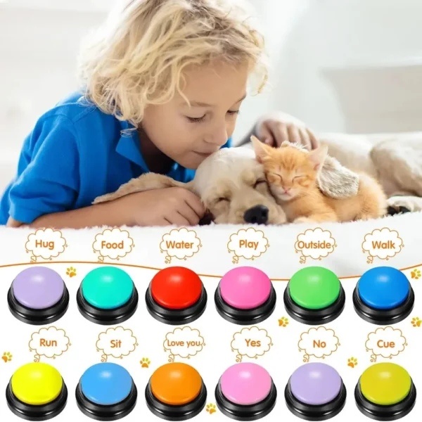 Botones de comunicación para perros, botón de grabación de voz para entrenamiento de mascotas, zumbador, 30 segundos de reproducción de registros, regalo divertido para hablar, 8 Uds. - Image 2
